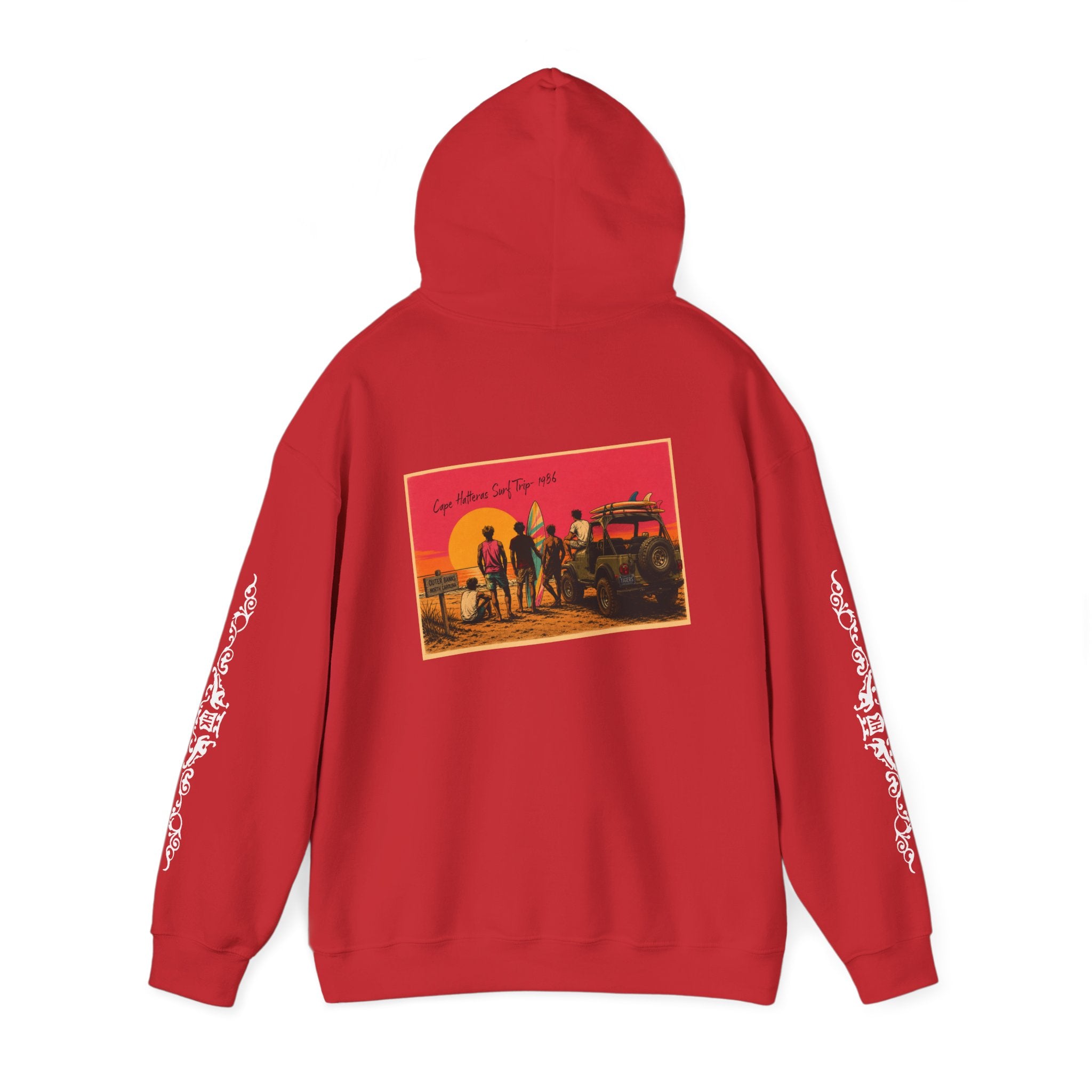 Surf Crew Vintage Sunset Hoodie — Beach Surfing Graphic Pullover