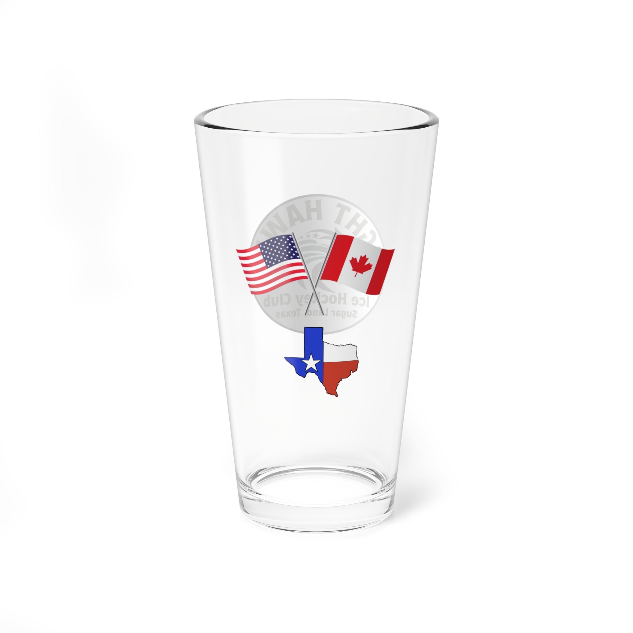 z16oz Mixing Glass — Hockey Club Flags (USA, Canada, Texas)