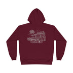 Vintage Humbleknight  Surf Shack Hoodie — Palm Tree Beach Pullover with 'The Surfside' Sketch