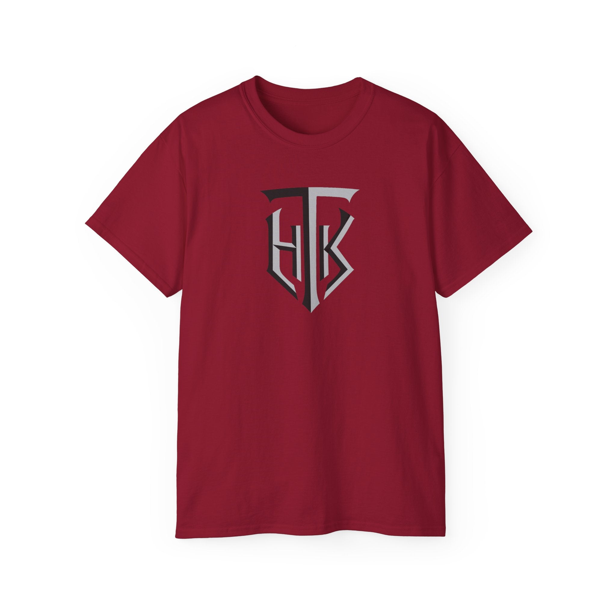 Shield Monogram Tee — Elegant Metallic Initials Graphic T-Shirt