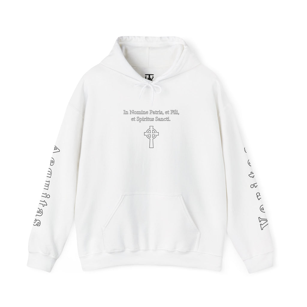 Veritas Aequitas "In Nomine Patris, et Filii, et Spiritus Sancti" Sleeve Scripture Pullover