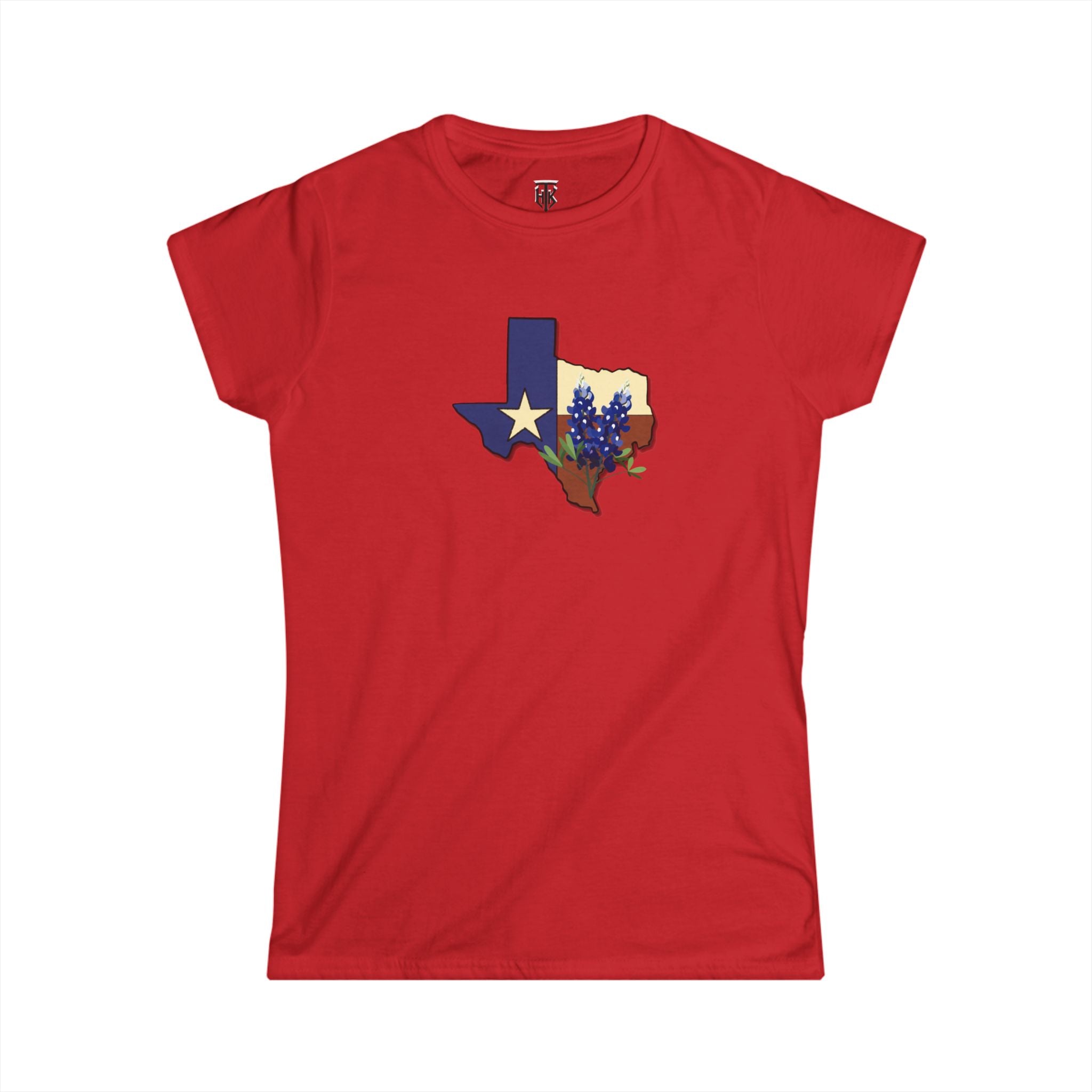 Texas State Outline Tee with Bluebonnets & Lone Star – Women's
