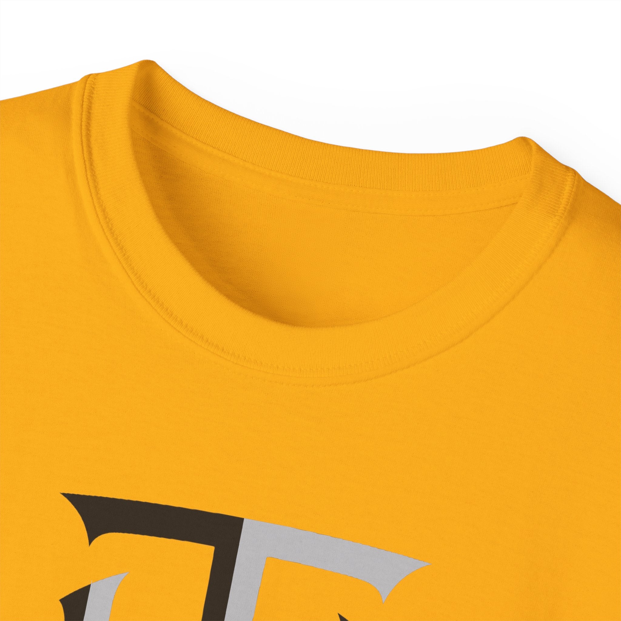 Shield Monogram Tee — Elegant Metallic Initials Graphic T-Shirt