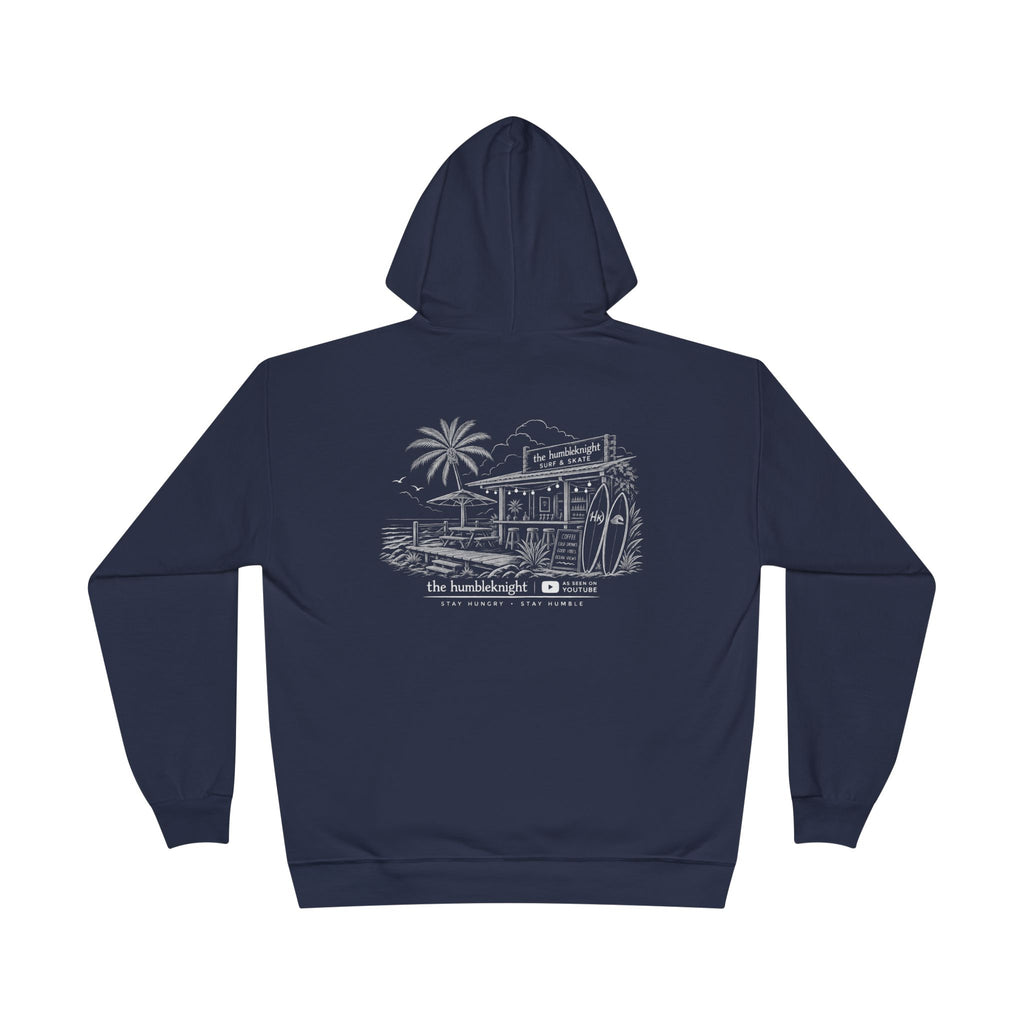 Vintage Humbleknight  Surf Shack Hoodie — Palm Tree Beach Pullover with 'The Surfside' Sketch