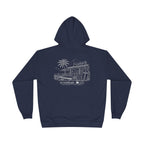 Vintage Humbleknight  Surf Shack Hoodie — Palm Tree Beach Pullover with 'The Surfside' Sketch