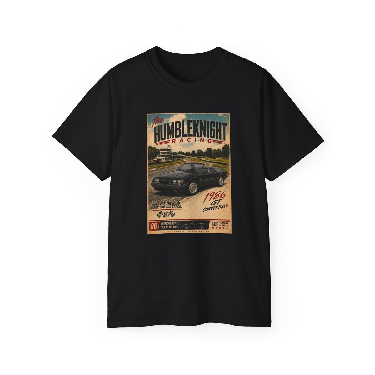 The HumbleKnight Racing – 1986 GT Convertible Vintage Muscle Car Tee