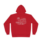 Vintage Humbleknight  Surf Shack Hoodie — Palm Tree Beach Pullover with 'The Surfside' Sketch