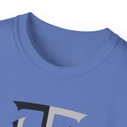 Shield Monogram Tee — Elegant Metallic Initials Graphic T-Shirt