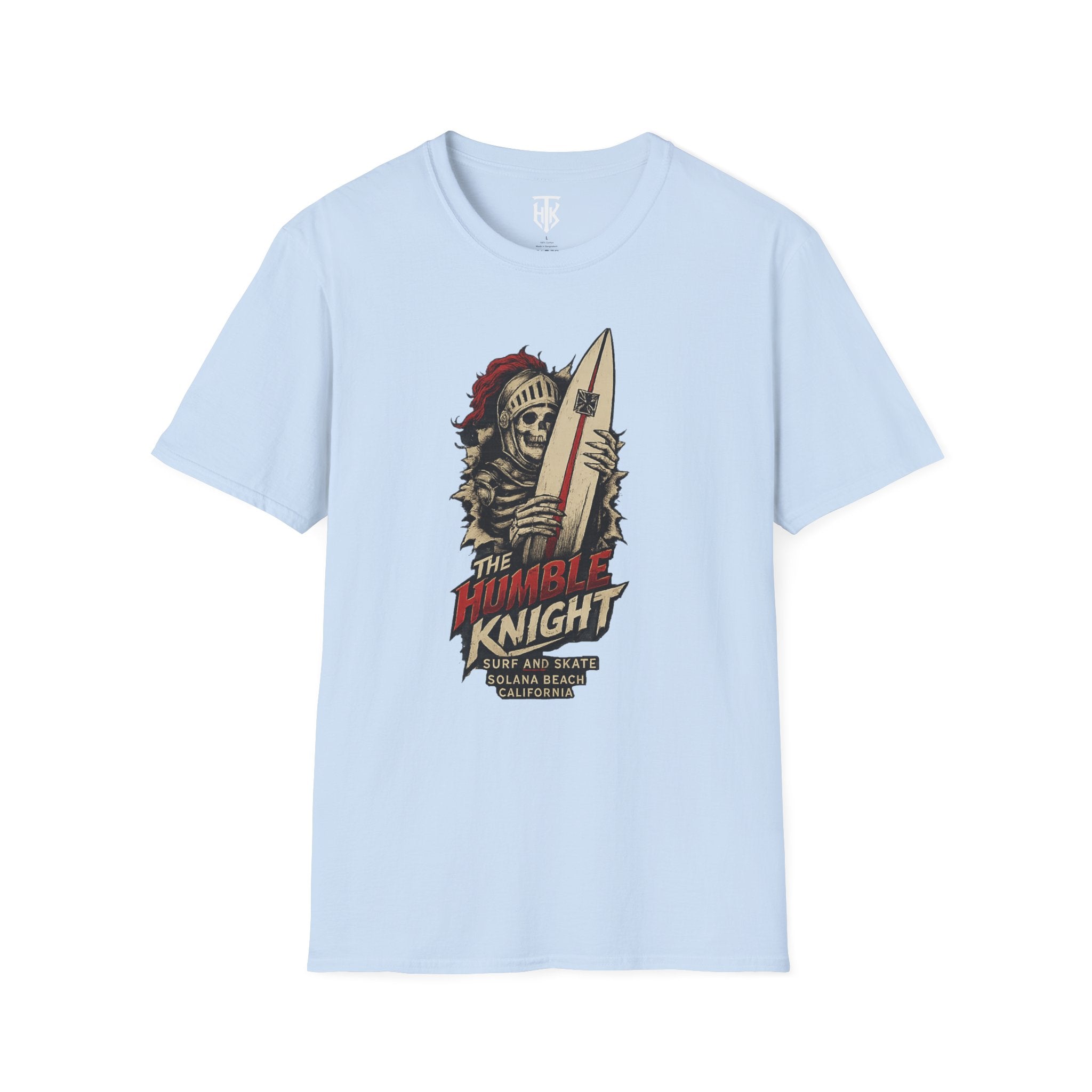 T‑Shirt — 'The Humble Knight' Skeleton Surfer Graphic Tee