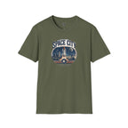 Space City T-Shirt — Vintage Rocket & Skyline Graphic Tee