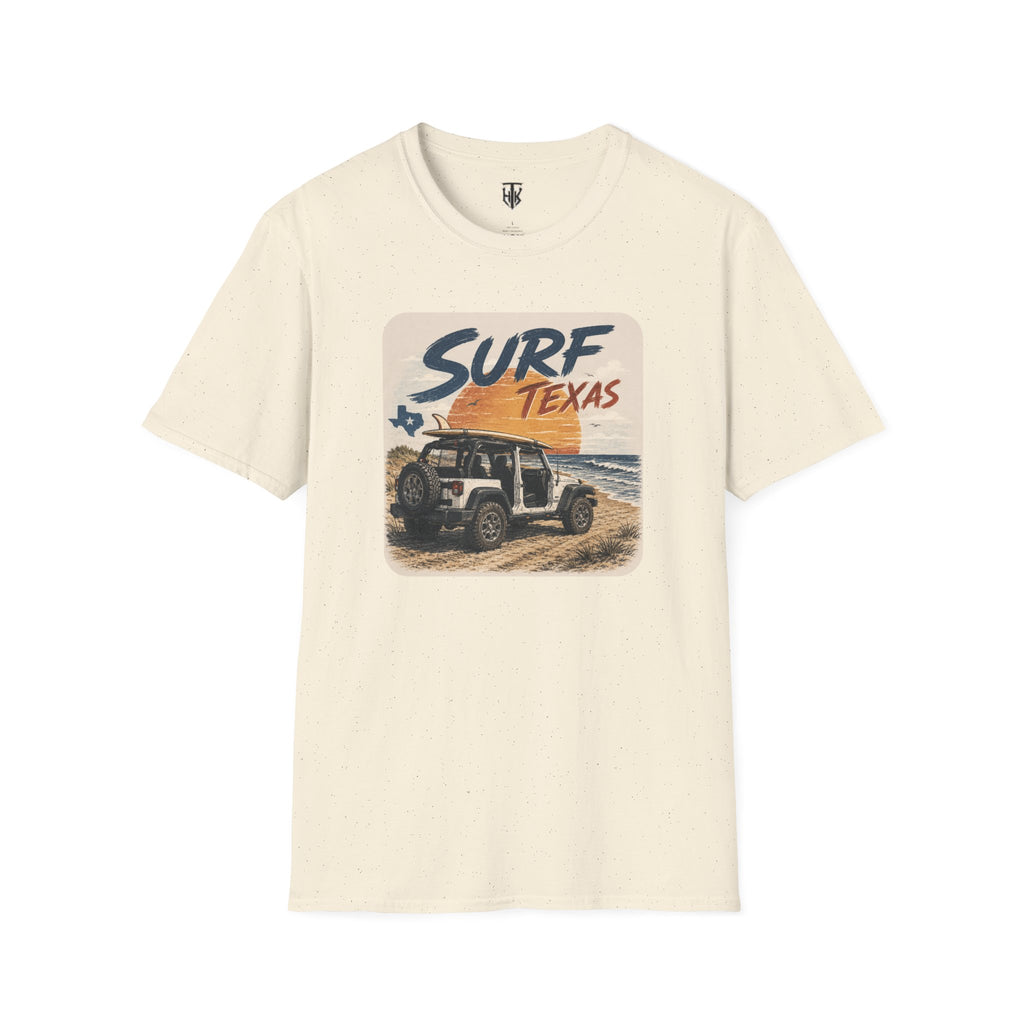 Surf Texas T‑Shirt — Retro Beach Jeep Graphic Tee