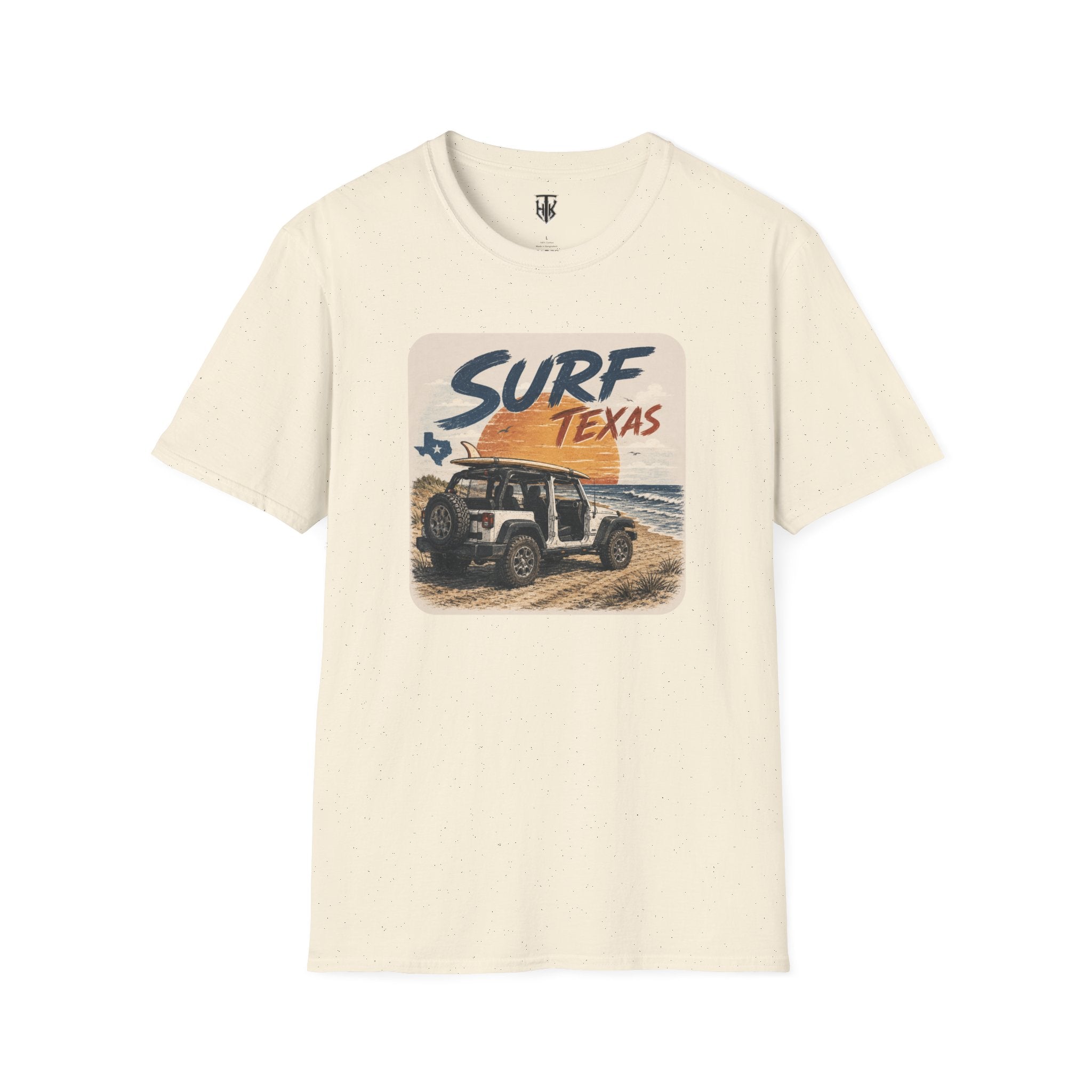 Surf Texas T‑Shirt — Retro Beach Jeep Graphic Tee