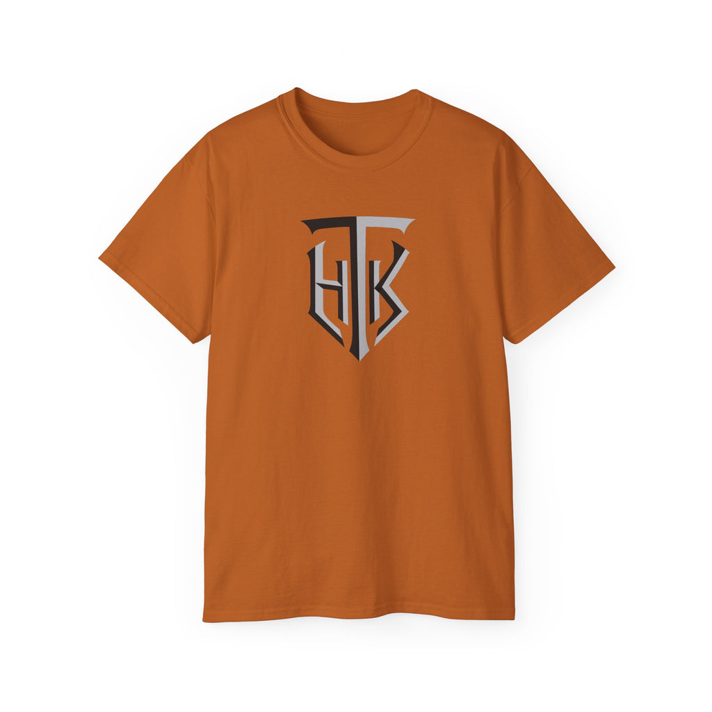 Shield Monogram Tee — Elegant Metallic Initials Graphic T-Shirt