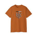 Shield Monogram Tee — Elegant Metallic Initials Graphic T-Shirt