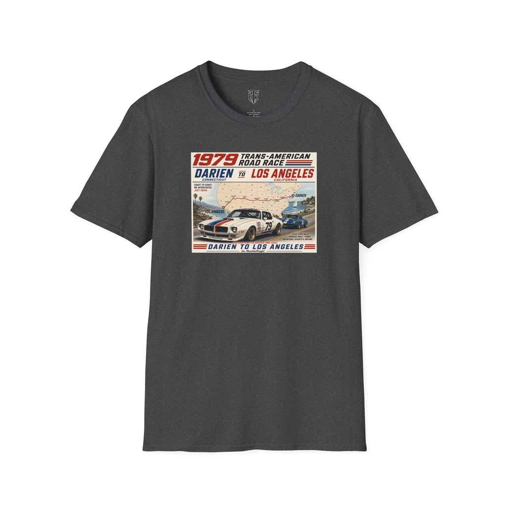 1979 Trans-American Road Race T-Shirt — Darien to Los Angeles Vintage Racing Tee