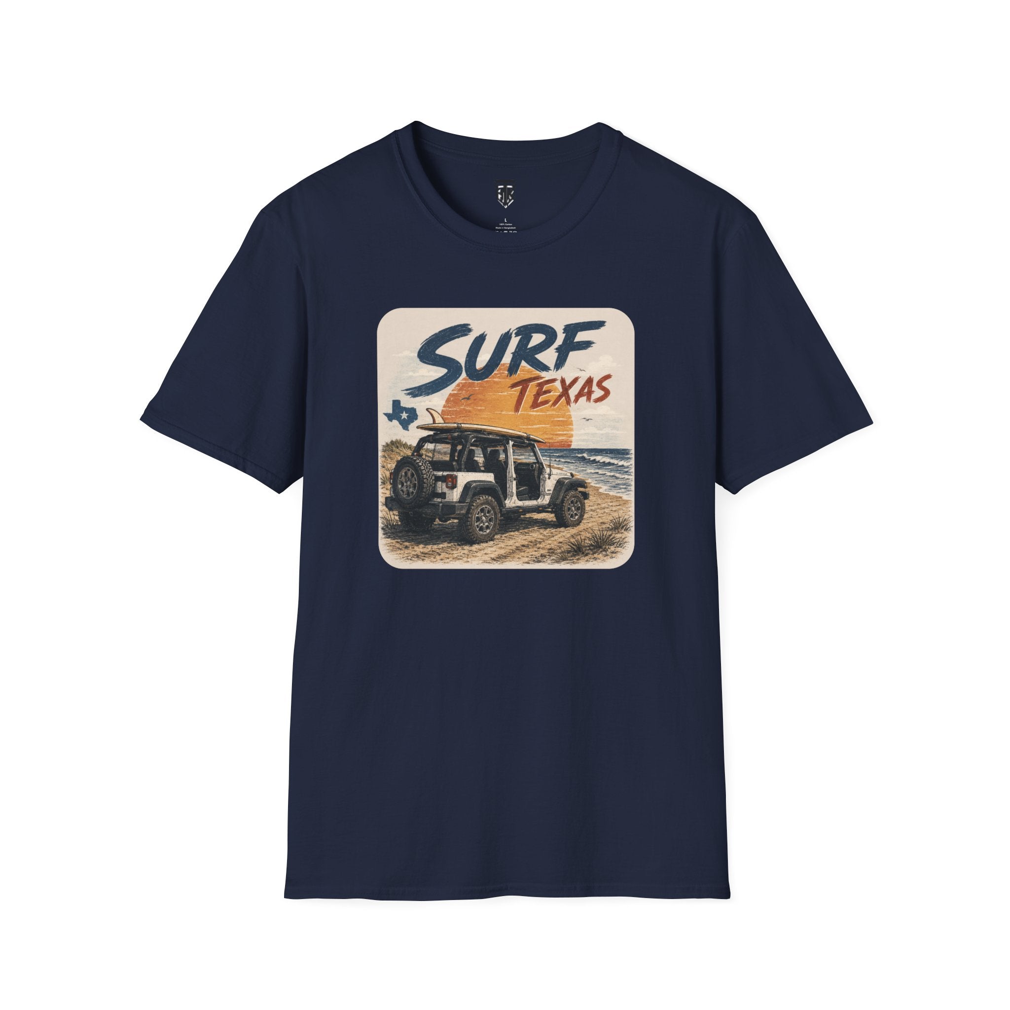 Surf Texas T‑Shirt — Retro Beach Jeep Graphic Tee