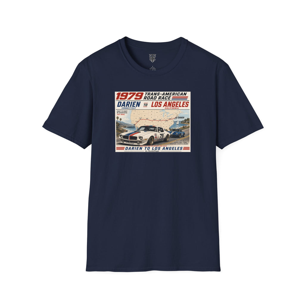 1979 Trans-American Road Race T-Shirt — Darien to Los Angeles Vintage Racing Tee