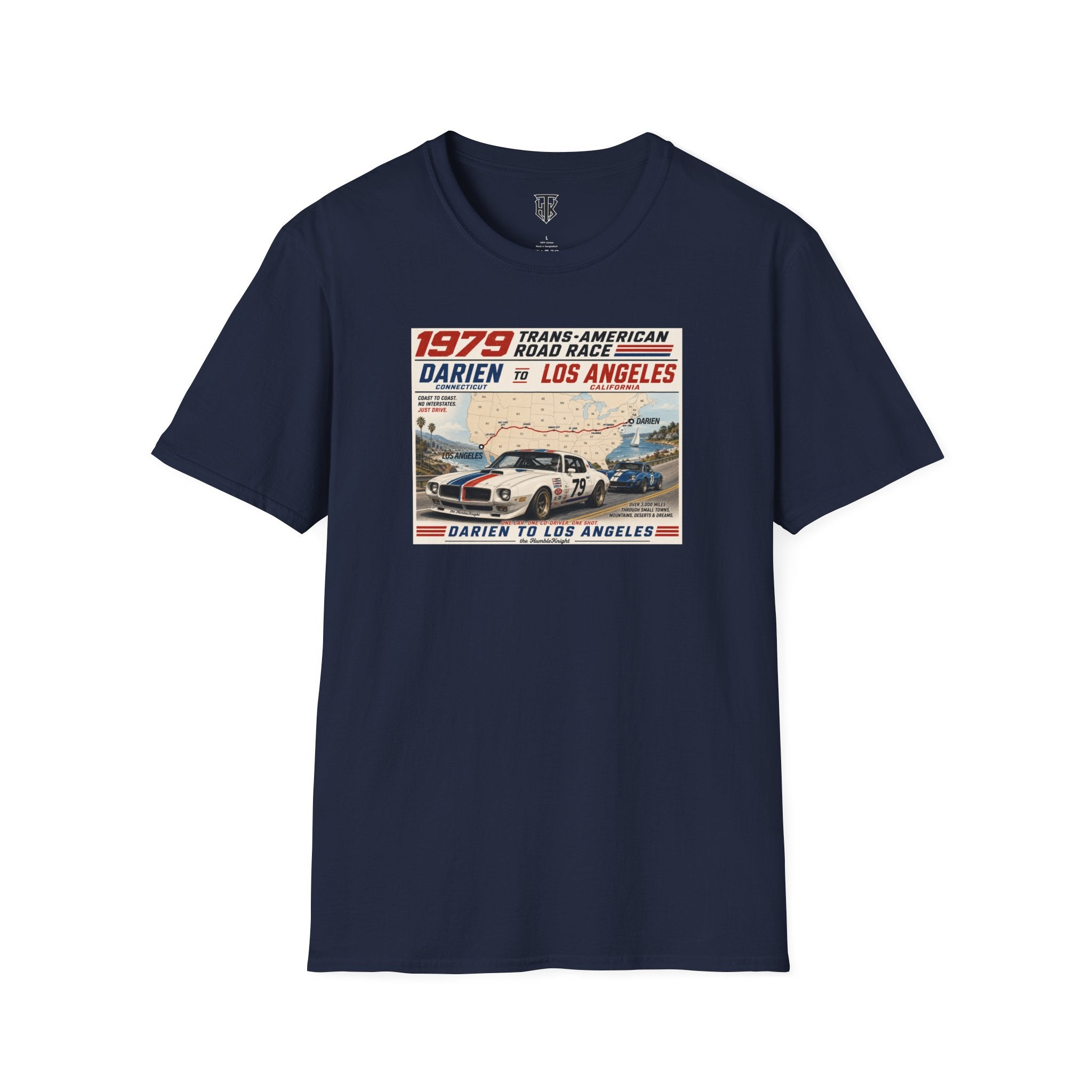 1979 Trans-American Road Race T-Shirt — Darien to Los Angeles Vintage Racing Tee