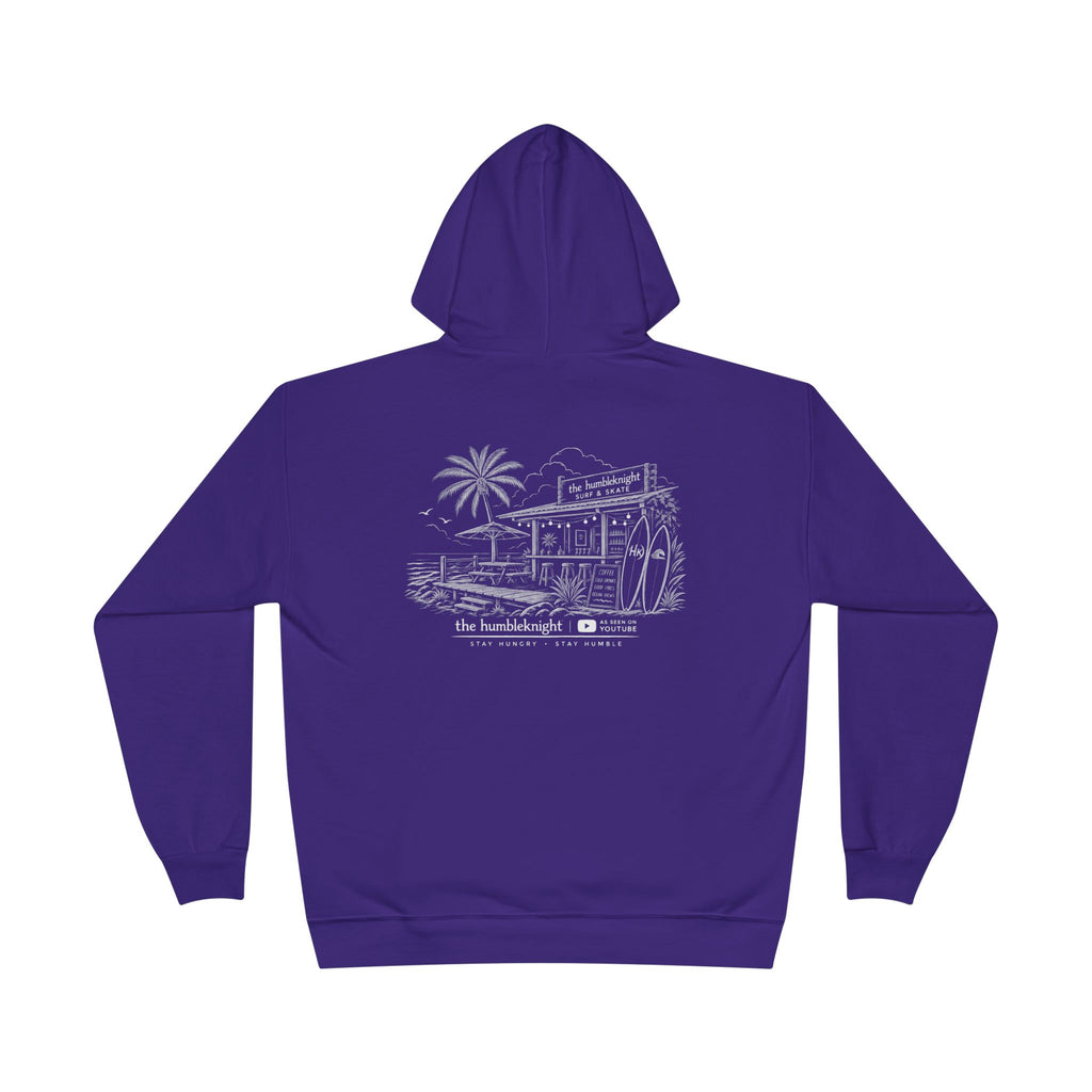 Vintage Humbleknight  Surf Shack Hoodie — Palm Tree Beach Pullover with 'The Surfside' Sketch
