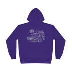 Vintage Humbleknight  Surf Shack Hoodie — Palm Tree Beach Pullover with 'The Surfside' Sketch