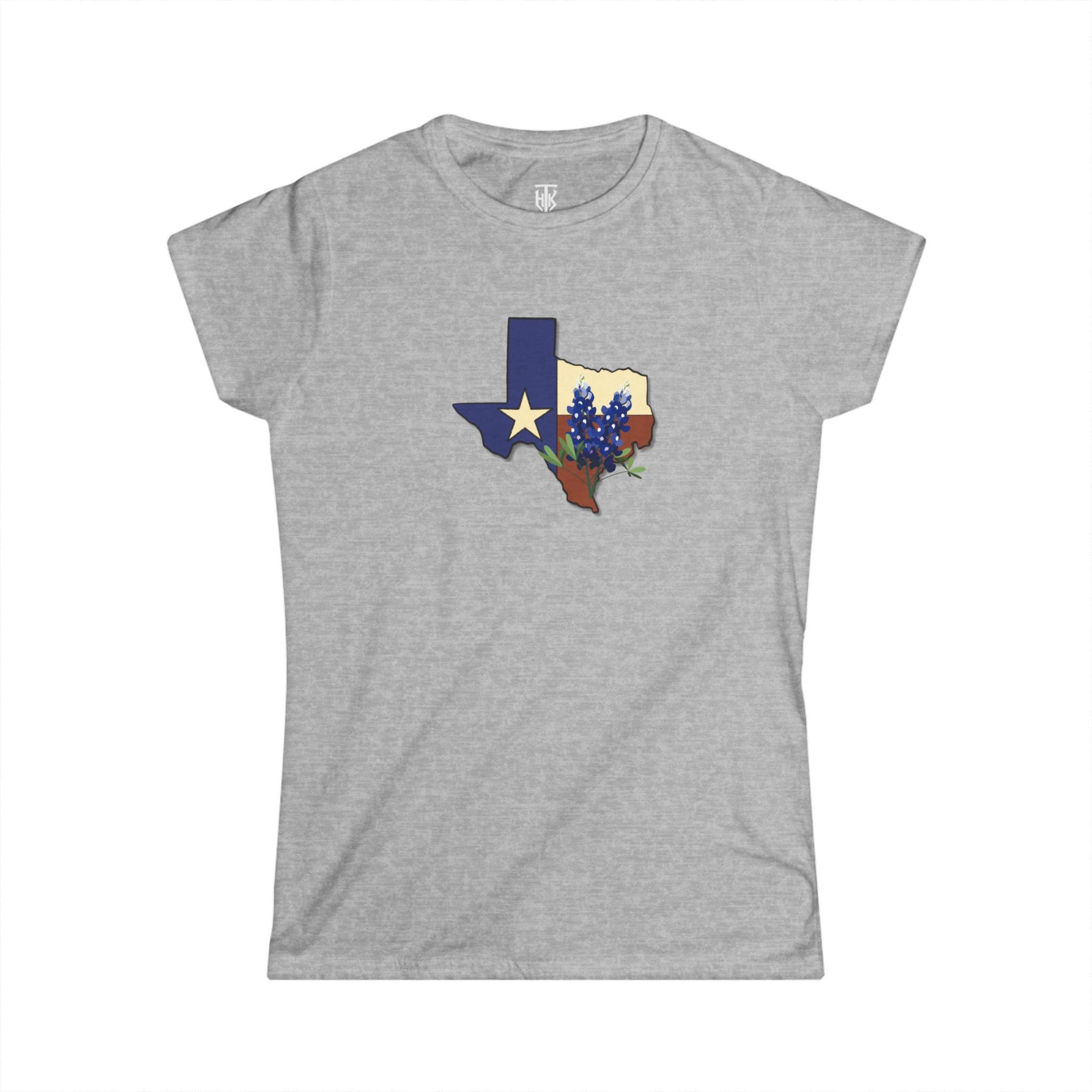 Texas State Outline Tee with Bluebonnets & Lone Star – Women's