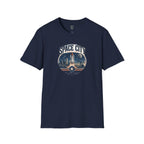 Space City T-Shirt — Vintage Rocket & Skyline Graphic Tee