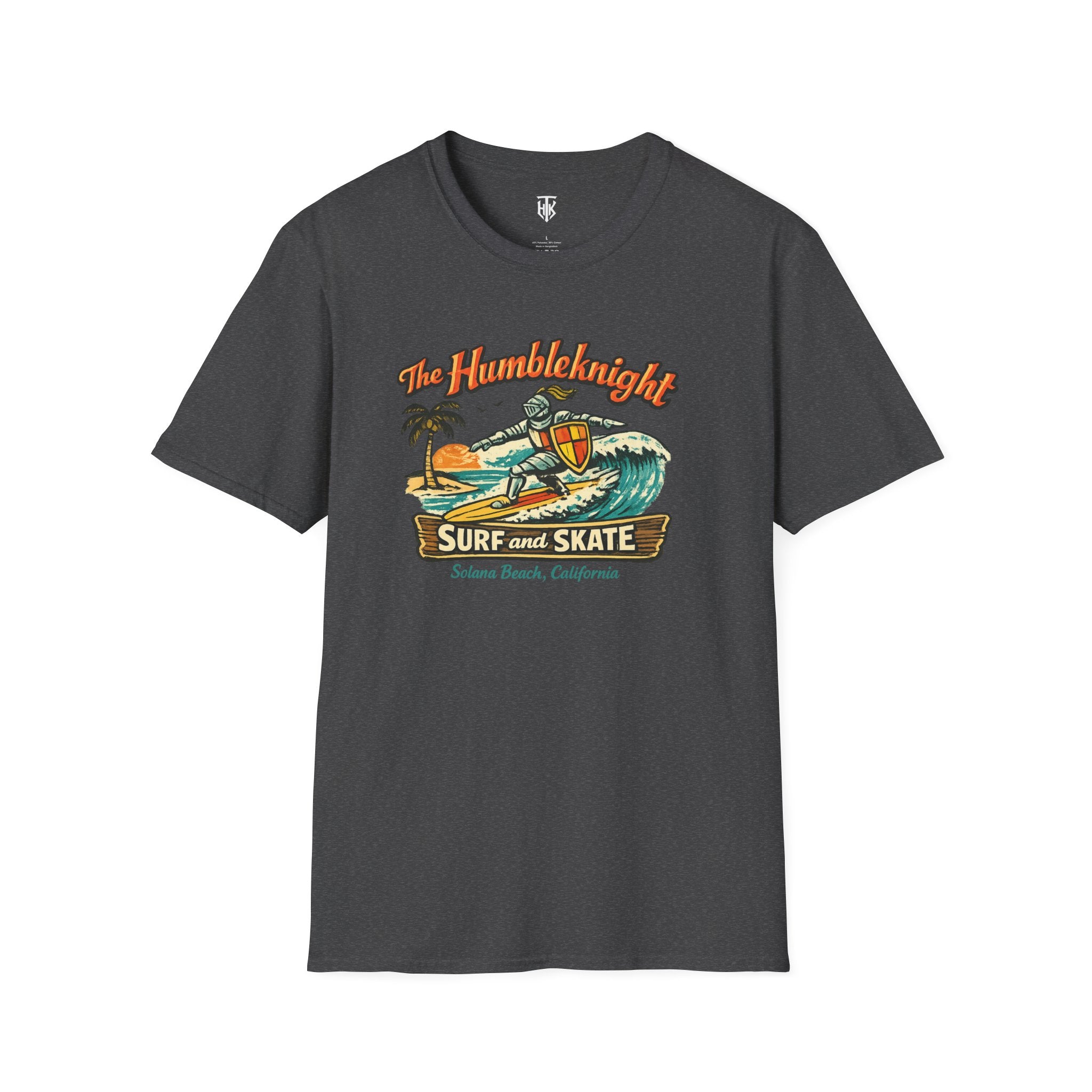 Surfing Knight T‑Shirt — "The Humbleknight" Vintage Surf & Skate Graphic