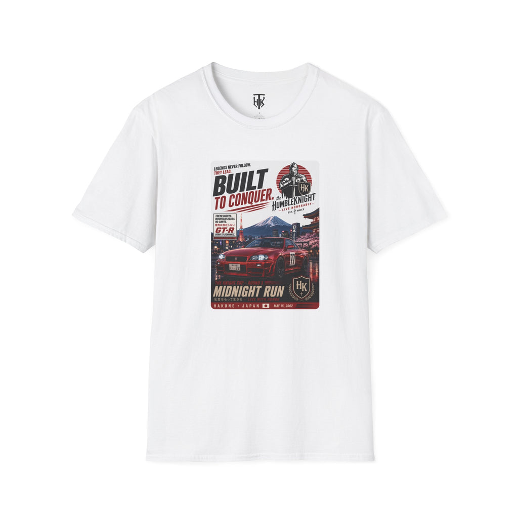 Built to Conquer Racing T-Shirt — Midnight Run Vintage Car Graphic