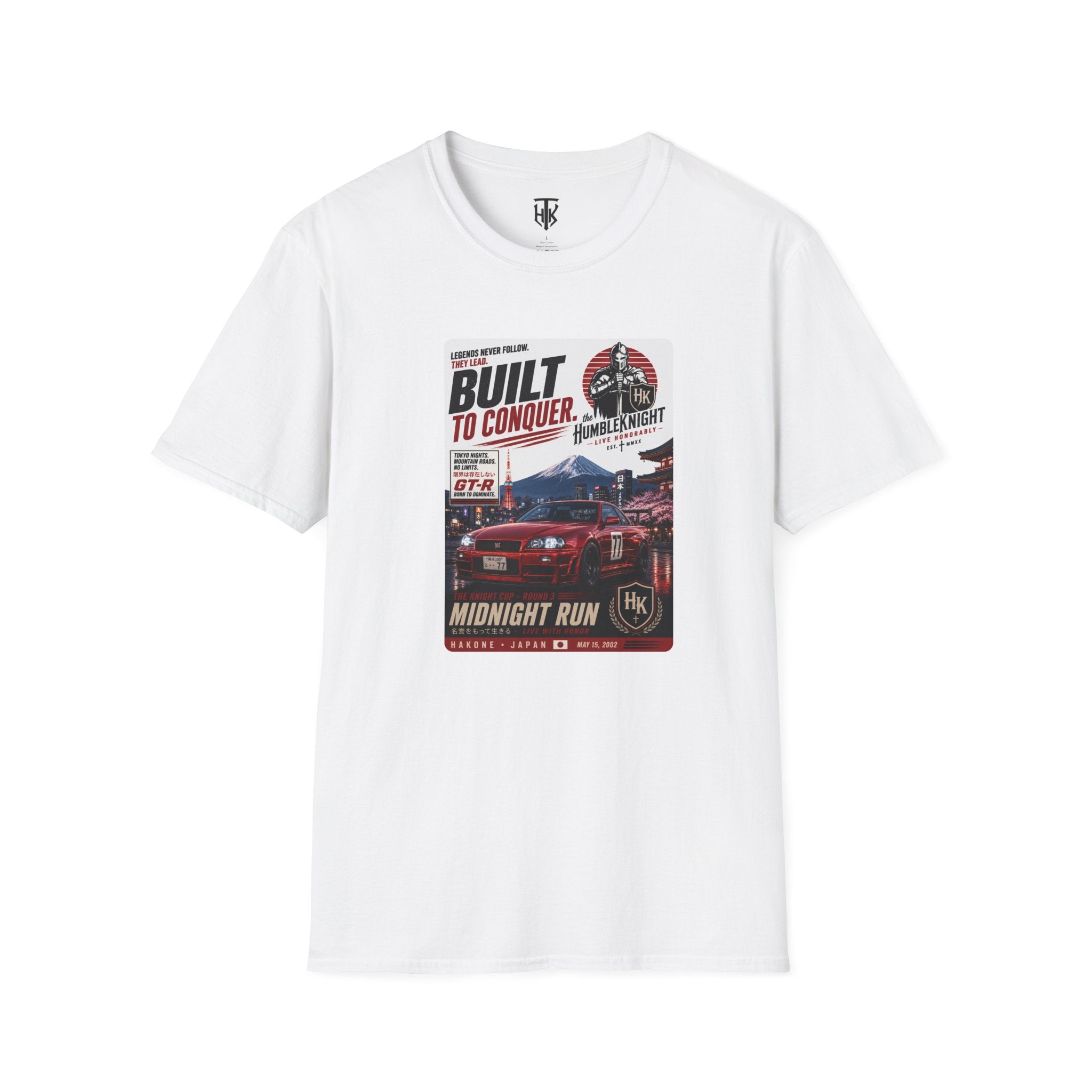 Built to Conquer Racing T-Shirt — Midnight Run Vintage Car Graphic