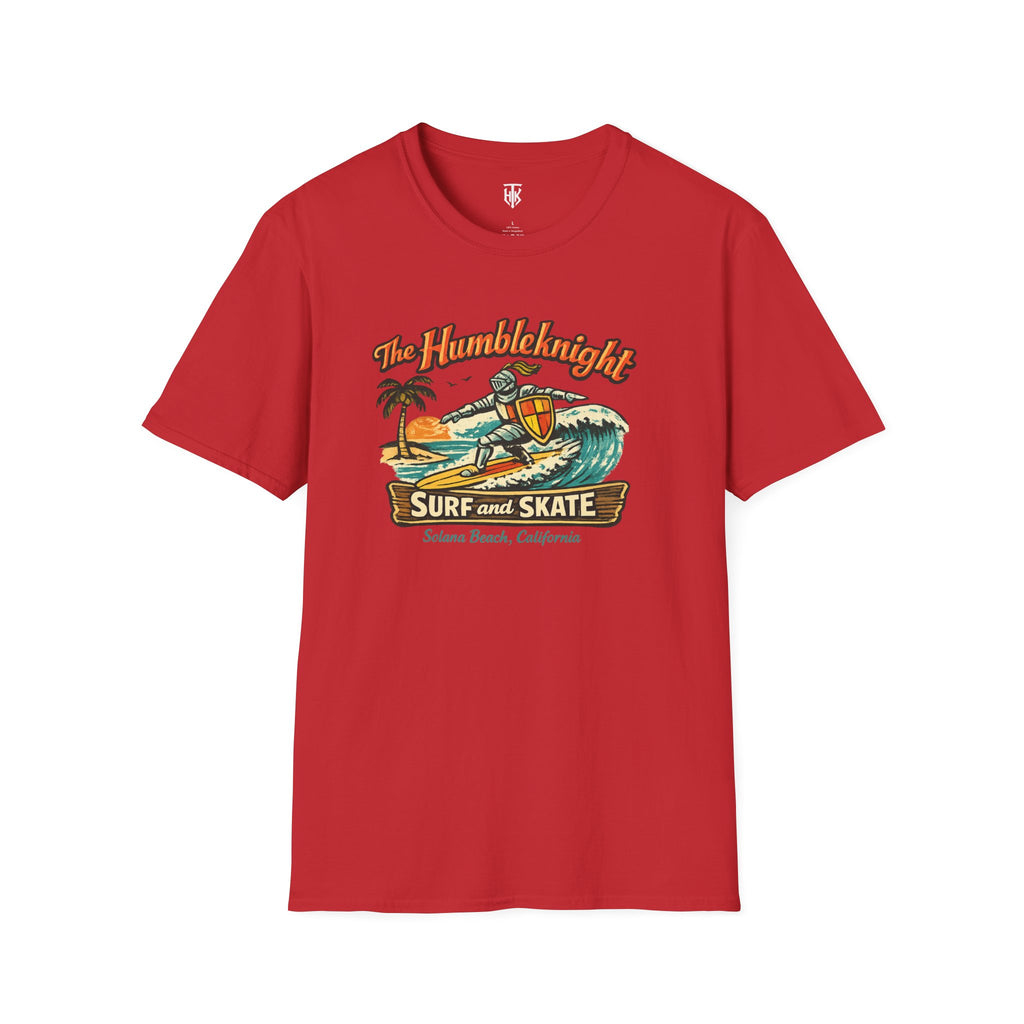 Surfing Knight T‑Shirt — "The Humbleknight" Vintage Surf & Skate Graphic
