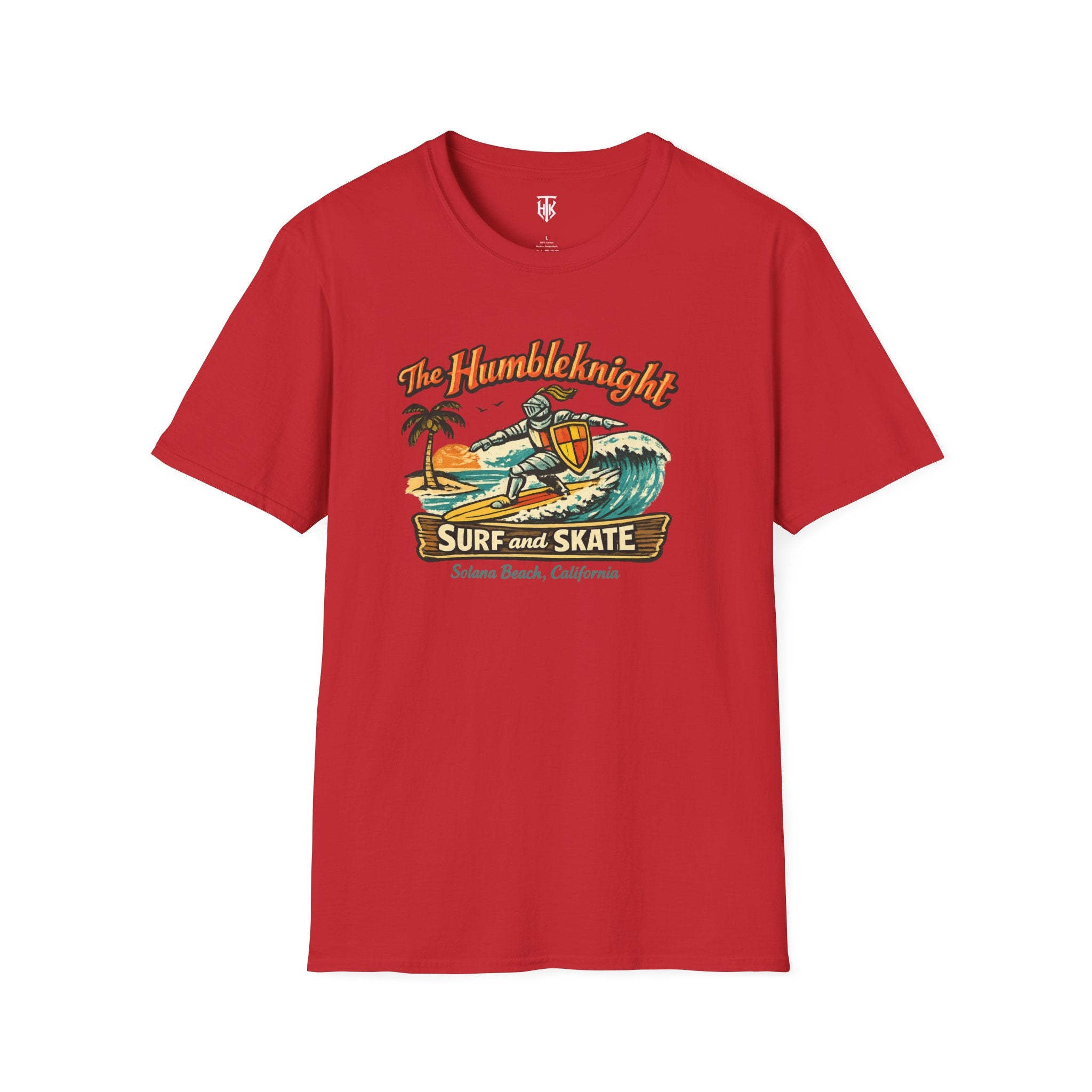 Surfing Knight T‑Shirt — "The Humbleknight" Vintage Surf & Skate Graphic