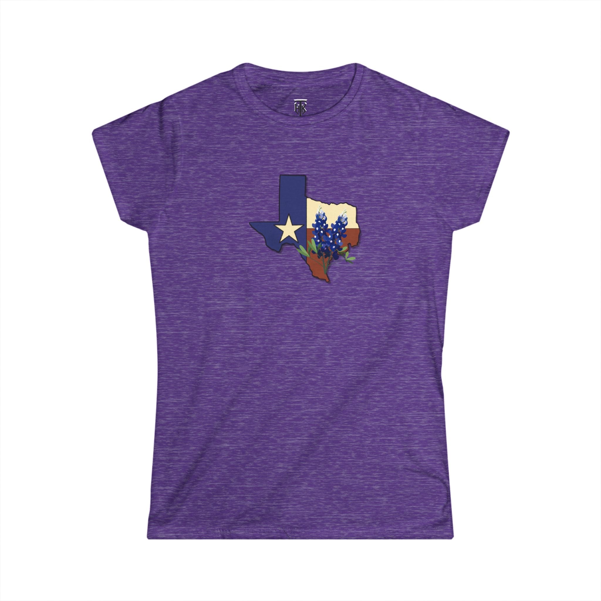 Texas State Outline Tee with Bluebonnets & Lone Star – Women's