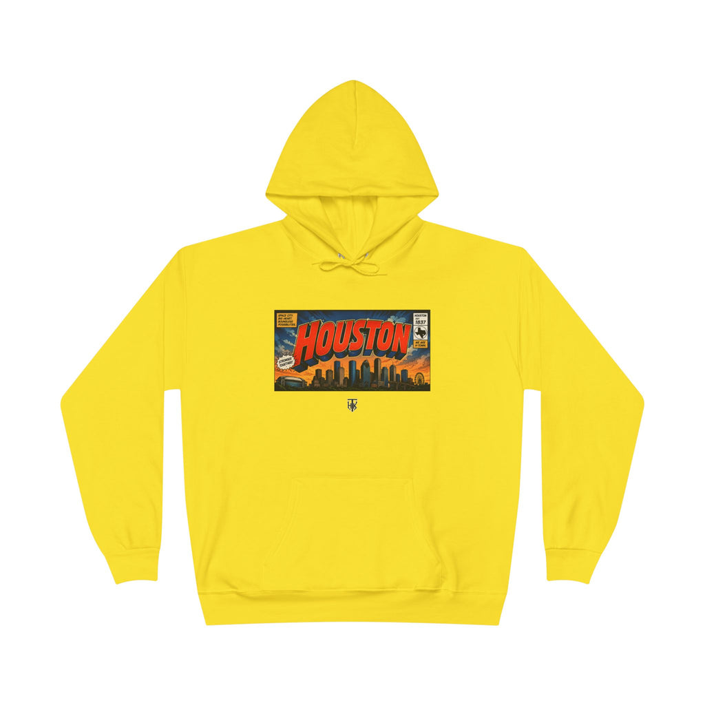 Houston Skyline Hoodie — Vintage Comic Book Design