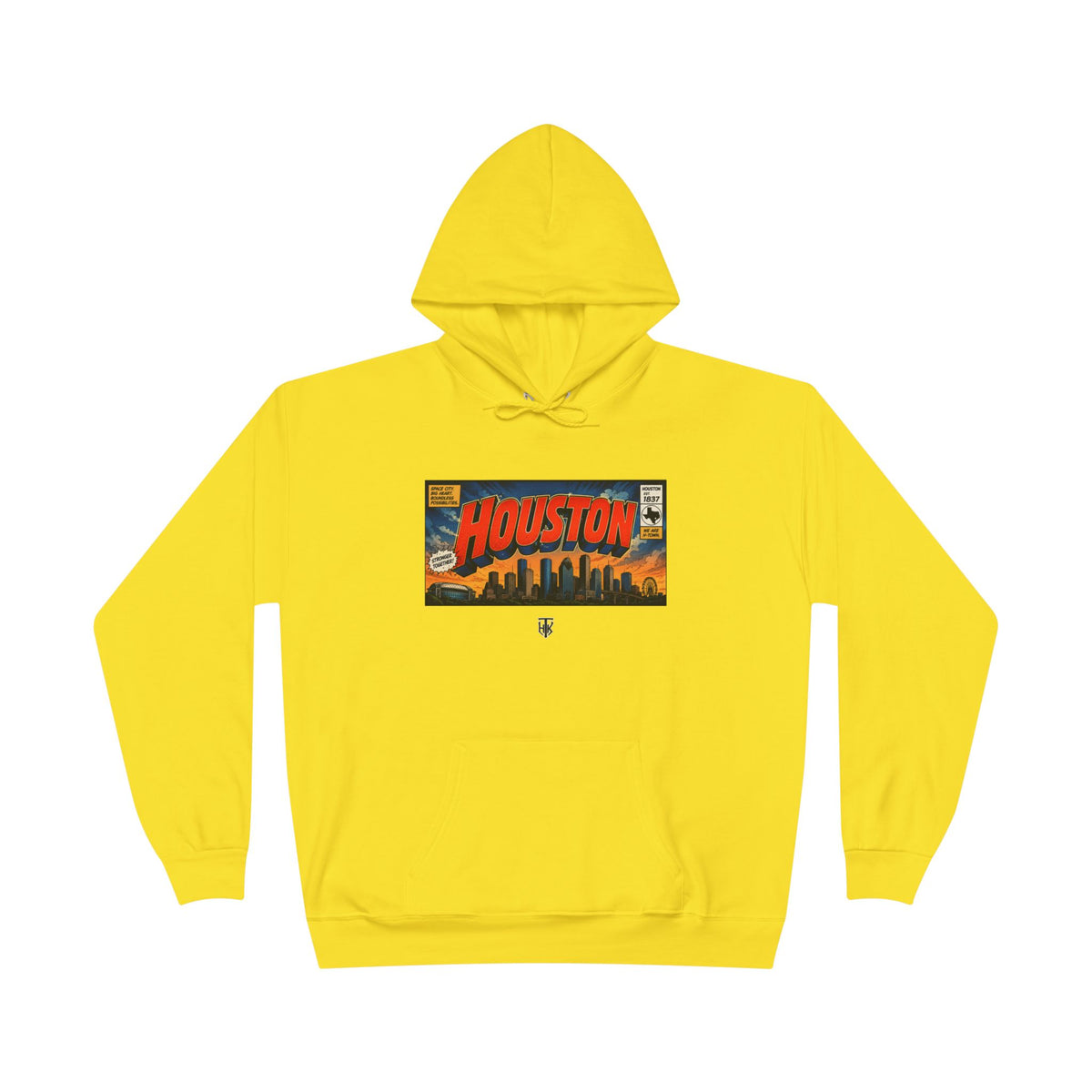 Houston Skyline Hoodie — Vintage Comic Book Design
