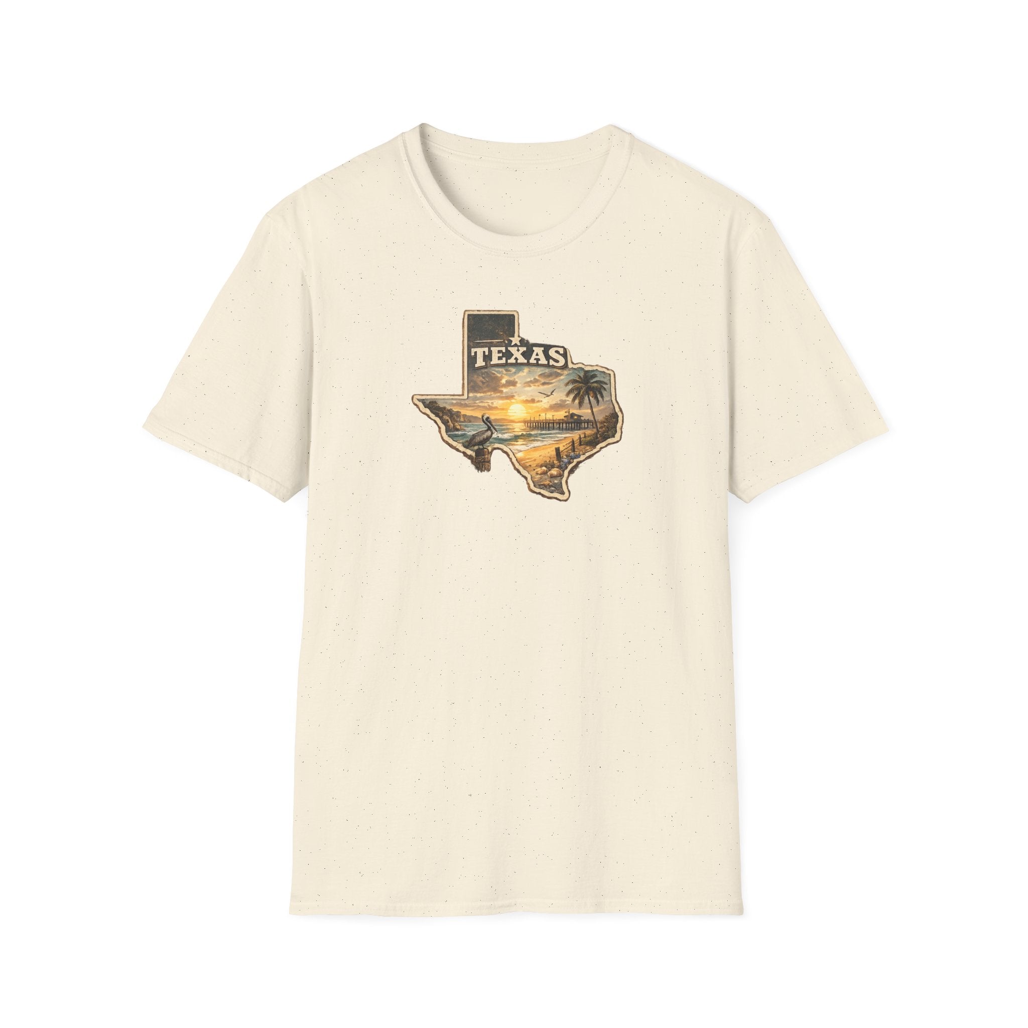 Texas Sunset State Map T-Shirt — Vintage Beach Palm Scenic Tee