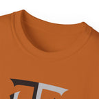 Shield Monogram Tee — Elegant Metallic Initials Graphic T-Shirt