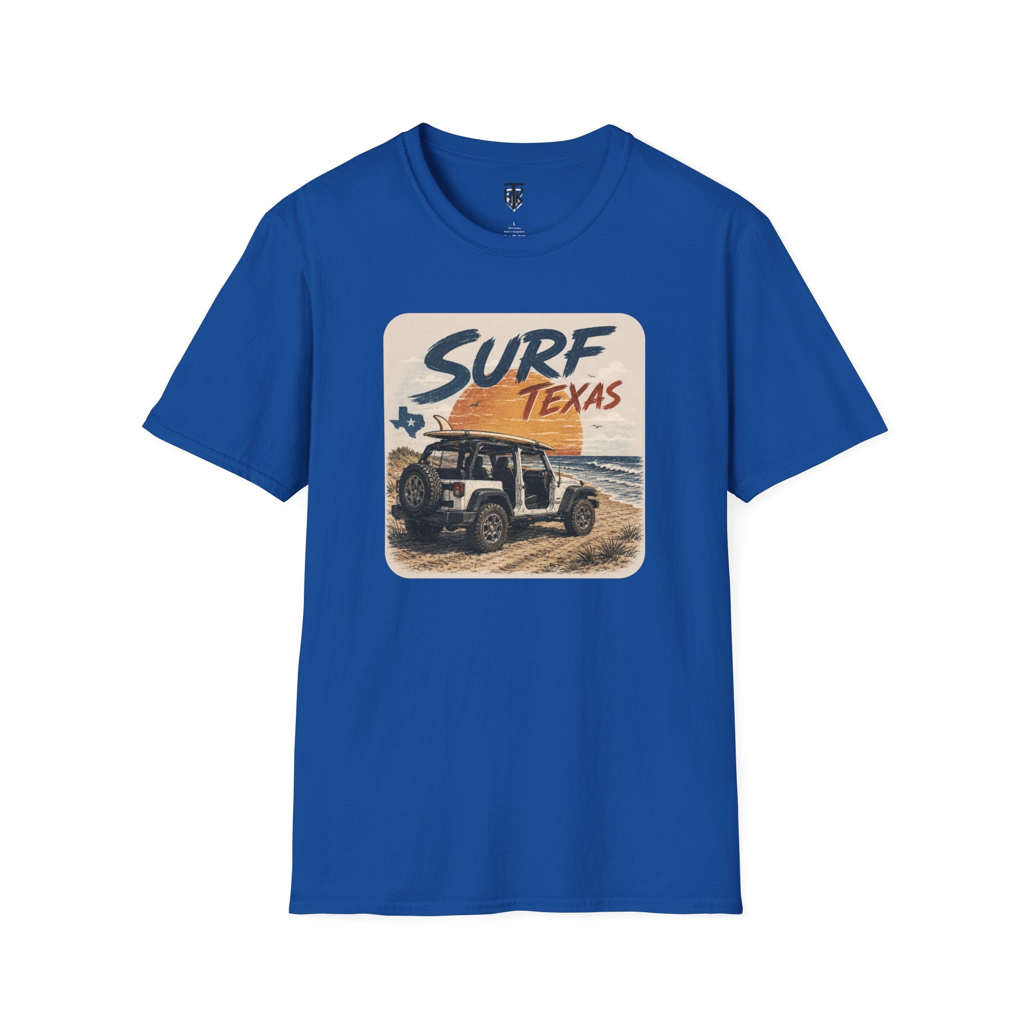 Surf Texas T‑Shirt — Retro Beach Jeep Graphic Tee