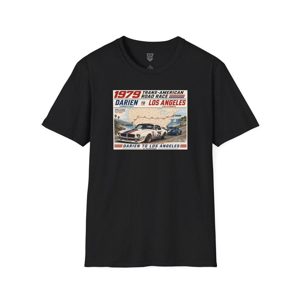 1979 Trans-American Road Race T-Shirt — Darien to Los Angeles Vintage Racing Tee
