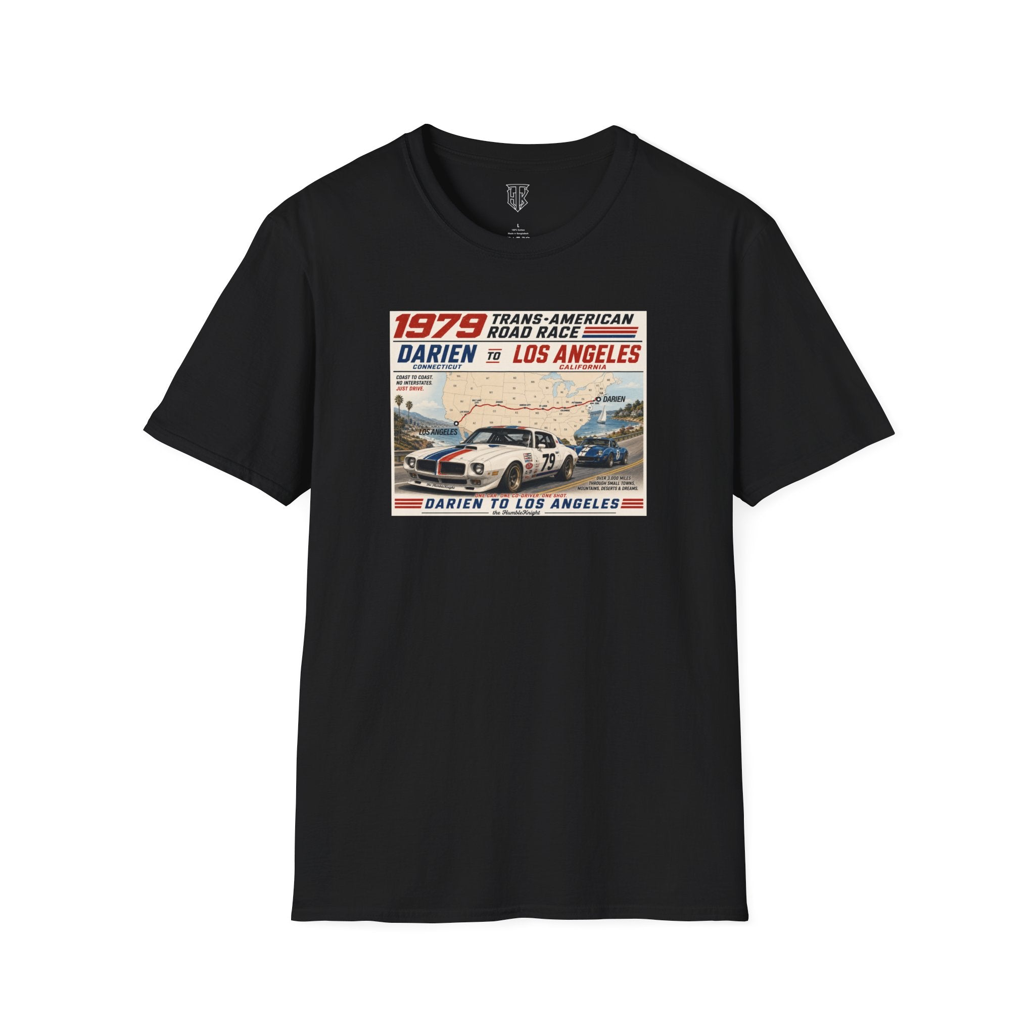 1979 Trans-American Road Race T-Shirt — Darien to Los Angeles Vintage Racing Tee