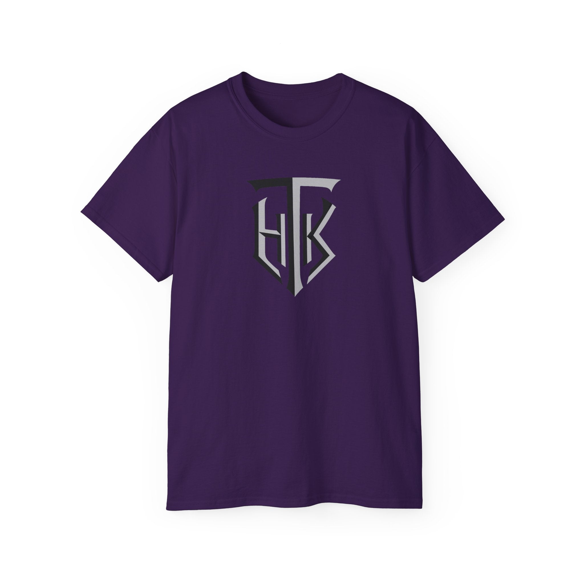 Shield Monogram Tee — Elegant Metallic Initials Graphic T-Shirt