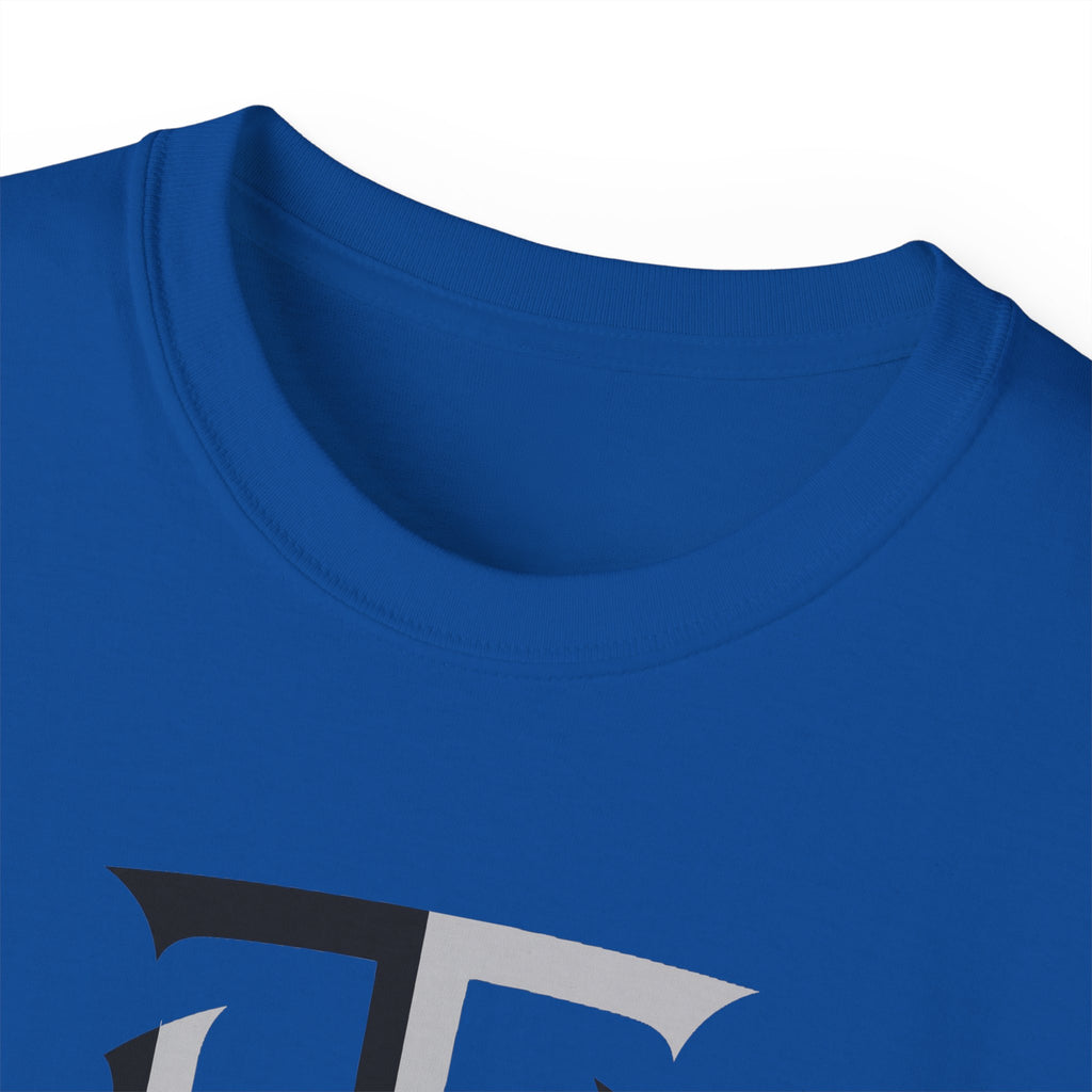 Shield Monogram Tee — Elegant Metallic Initials Graphic T-Shirt