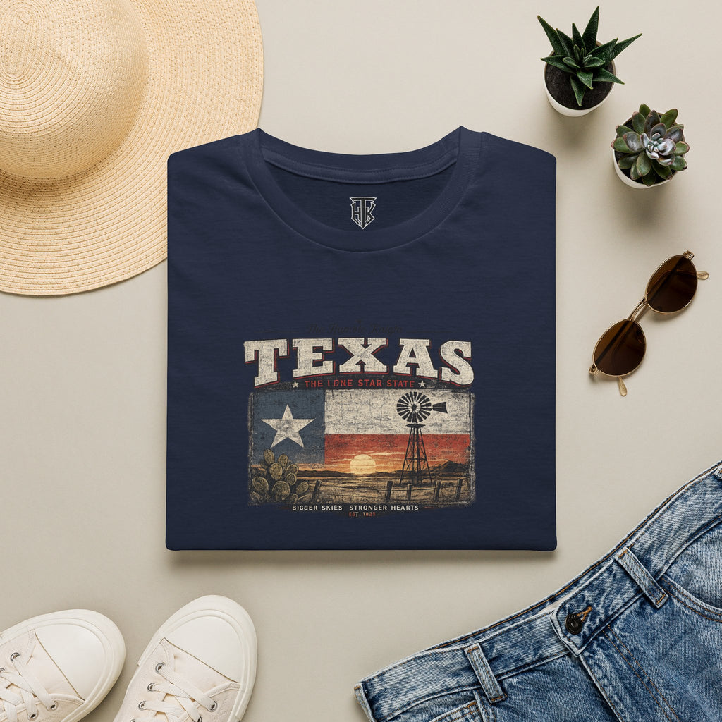Texas Vintage Flag T-Shirt — The Lone Star State Retro Sunset Design
