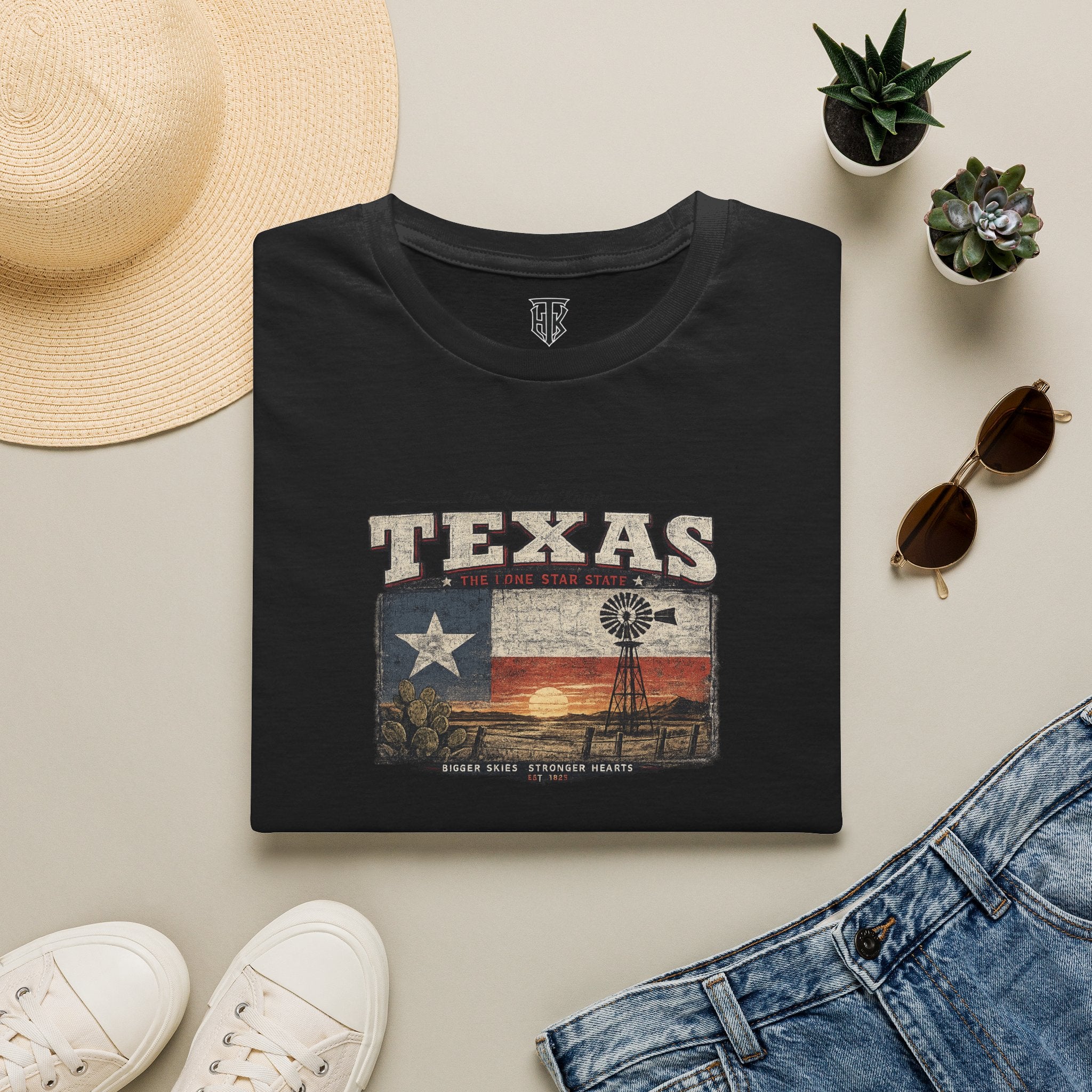 Texas Vintage Flag T-Shirt — The Lone Star State Retro Sunset Design