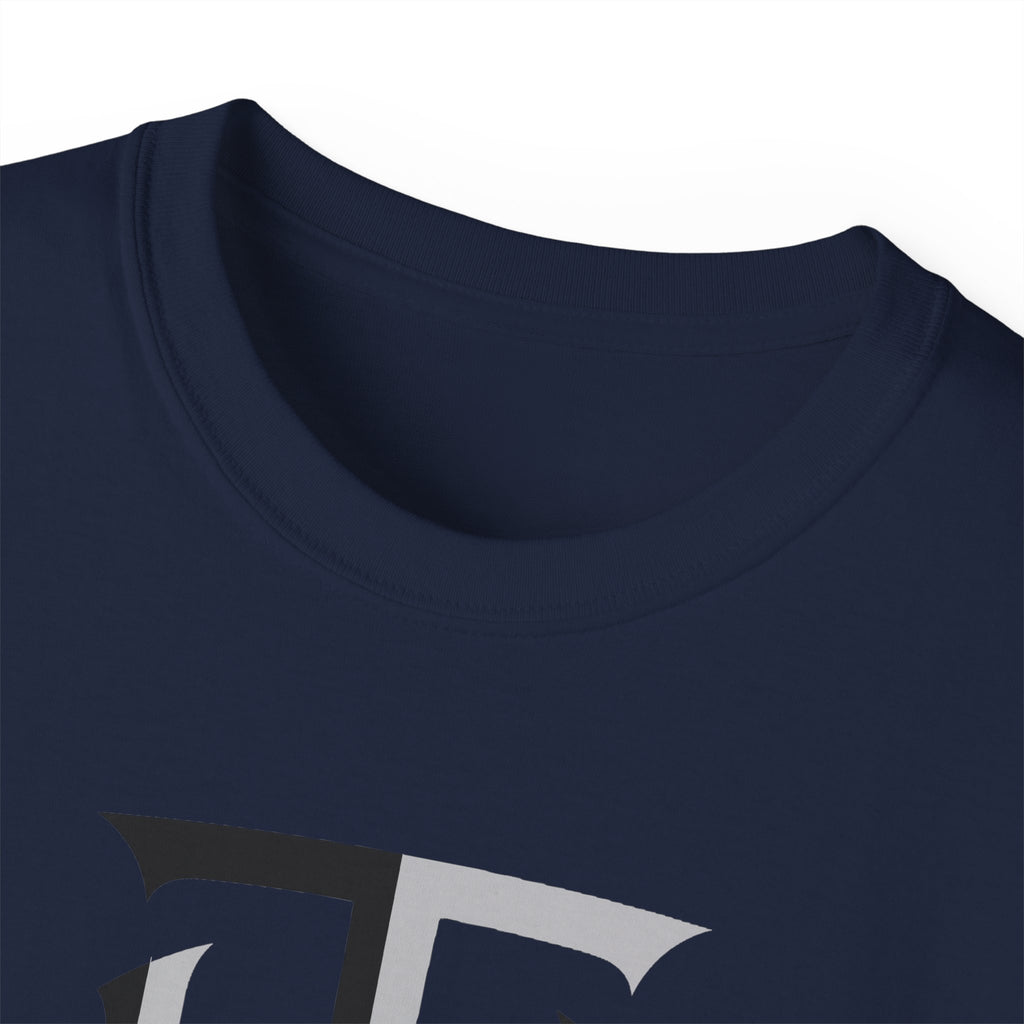 Shield Monogram Tee — Elegant Metallic Initials Graphic T-Shirt
