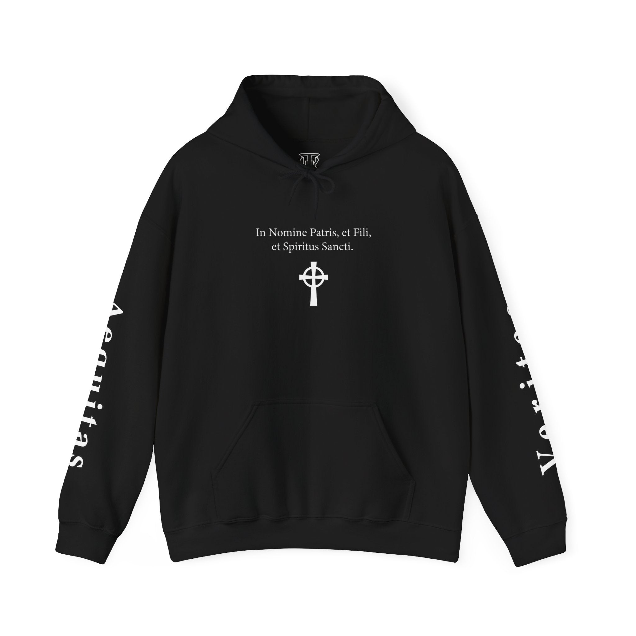 Veritas Aequitas "In Nomine Patris, et Filii, et Spiritus Sancti" Sleeve Scripture Pullover