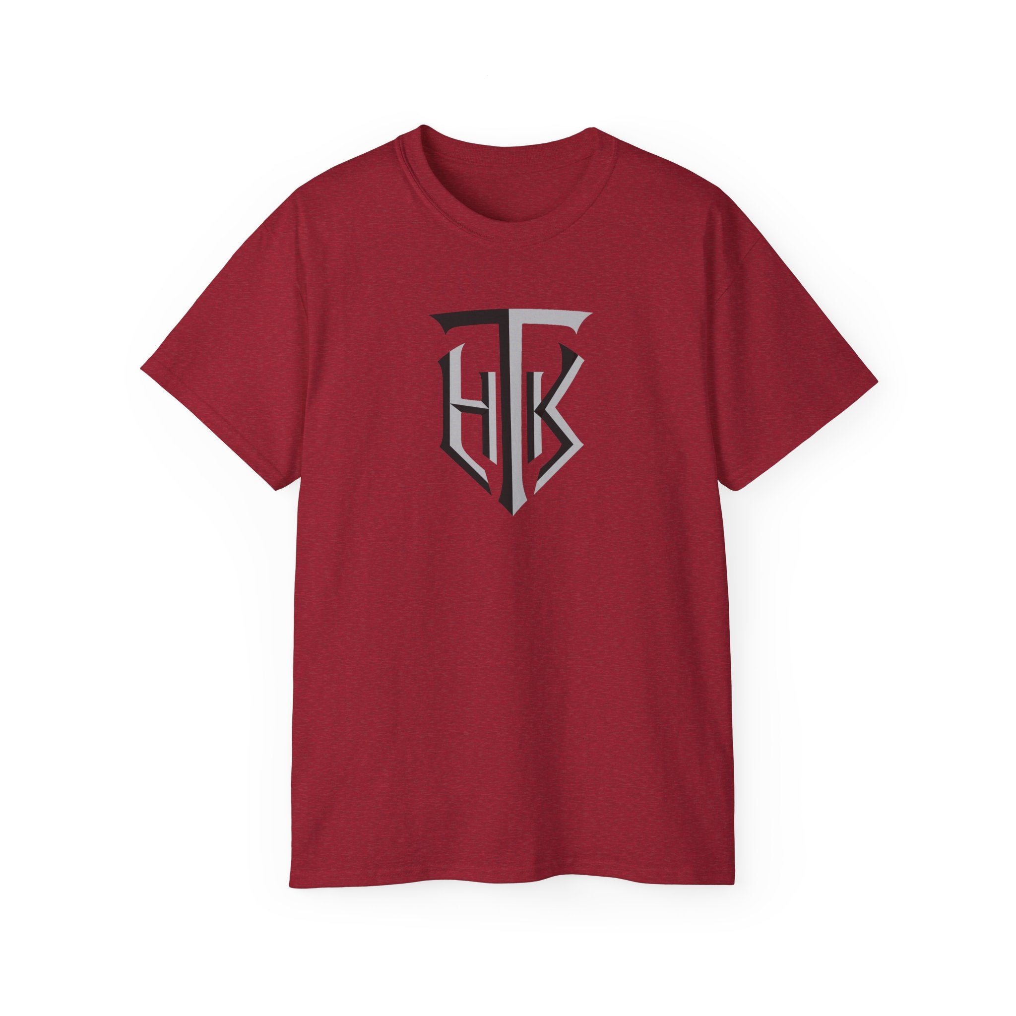 Shield Monogram Tee — Elegant Metallic Initials Graphic T-Shirt