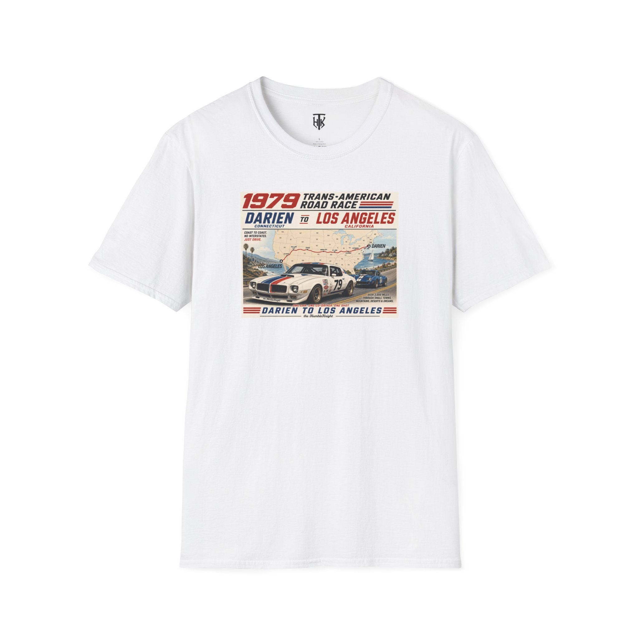 1979 Trans-American Road Race T-Shirt — Darien to Los Angeles Vintage Racing Tee