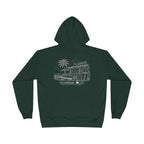 Vintage Humbleknight  Surf Shack Hoodie — Palm Tree Beach Pullover with 'The Surfside' Sketch