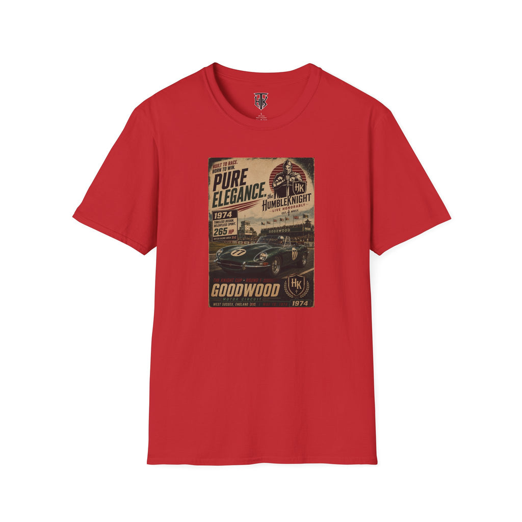 Vintage Racing T-Shirt — XKE "Pure Elegance" Goodwood Poster Tee