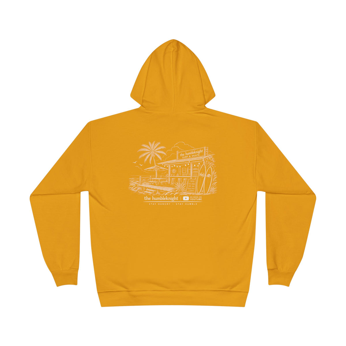 Vintage Humbleknight  Surf Shack Hoodie — Palm Tree Beach Pullover with 'The Surfside' Sketch